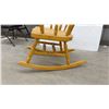 Image 4 : Traditional Wooden Rocking Chair with Carved Floral Backrest and Turned Spindles