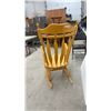 Image 5 : Traditional Wooden Rocking Chair with Carved Floral Backrest and Turned Spindles