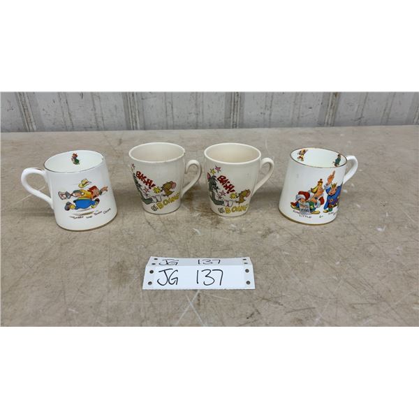 2 1970 Staffordshire Pottery Tom and Jerry Metro Goldwyn Cups and 2 Gulliver Travels Children’s