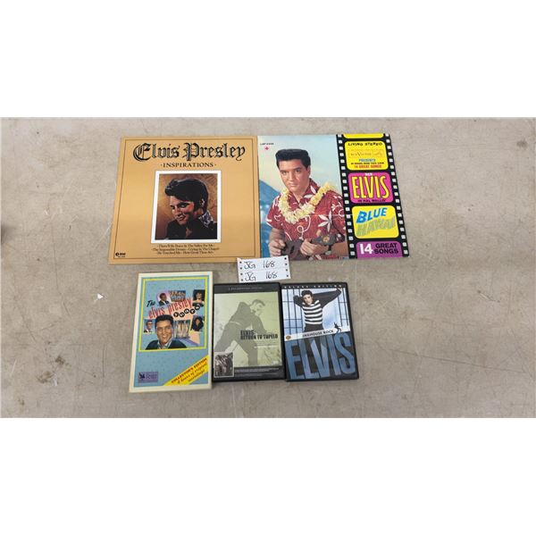2 Elvis Presley LP Records: LSP-2426 and Elvis Presley Inspirations k-Tel NC-539: 2 DVD’s