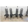 Image 1 : Set of 4 Postmodern Black Metal High-Back Dining Chairs With Upholstered Seats
