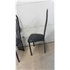 Image 2 : Set of 4 Postmodern Black Metal High-Back Dining Chairs With Upholstered Seats