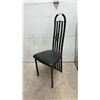 Image 4 : Set of 4 Postmodern Black Metal High-Back Dining Chairs With Upholstered Seats