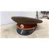 Image 2 : Soviet Army Officer's Visor Cap with Hammer and Sickle Insignia and Aqua Valve Box Locator