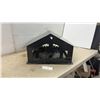 Image 1 : Metal Decorative Bird Feeder, with Scalloped Roof, Bird, Fence and Heart Cutouts, 12 1/2 × 22 × 20”