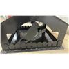 Image 5 : Metal Decorative Bird Feeder, with Scalloped Roof, Bird, Fence and Heart Cutouts, 12 1/2 × 22 × 20”