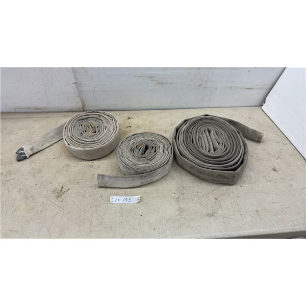 Lot of 3 Used Uncoupled Industrial Fire Hoses