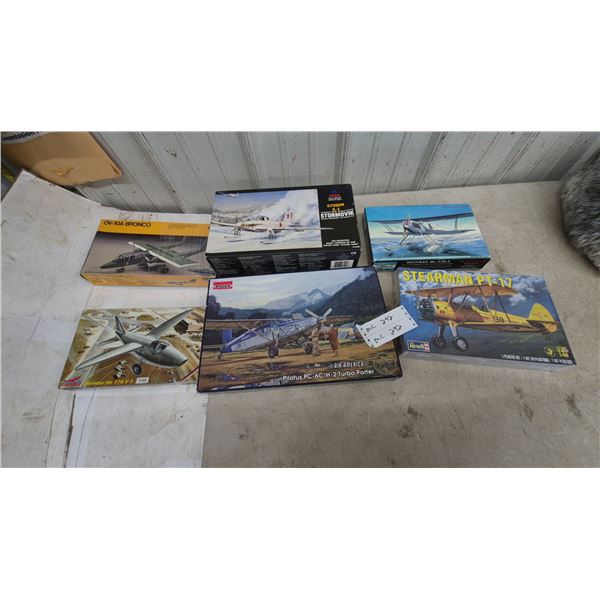 Six Airplane Model Kits: OV-10A Bronco, Heinkel He 178 V 1, Ilyushin IL-2 Stormovik, Heinkel He
