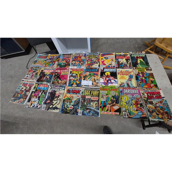24 Vintage Marvel and DC Comic Including Avengers, Fantastic Four, Iron Man, Dracula