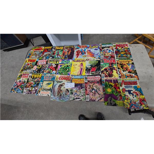 24 Vintage Comic Books: Superman, Daredevil, Thor, Hulk, Green Lantern, Conan, Flash, Iron Man