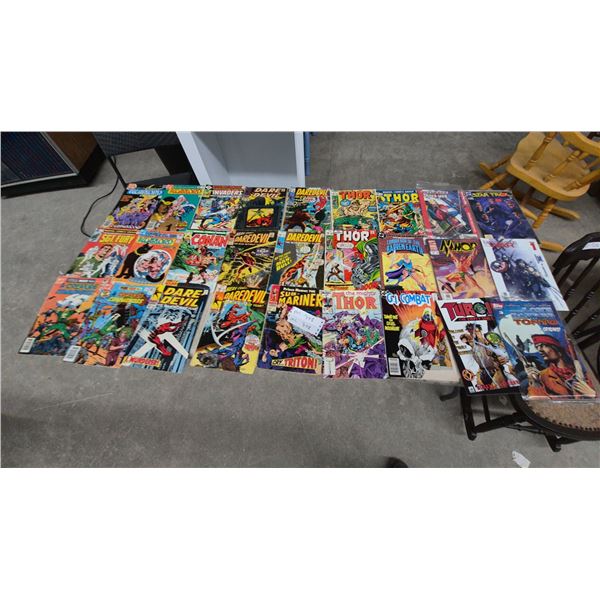 27 Vintage Marvel and DC Comic Books: Daredevil, Thor, Invaders, Conan, Sgt. Fury