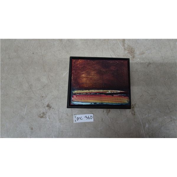 Original Abstract Painting by J.F. Miller in Black Floating Frame. 7”×8”