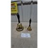 Image 1 : Two Brass Schoolhouse Hand Bells with Black Wood Handles