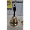 Image 2 : Two Brass Schoolhouse Hand Bells with Black Wood Handles