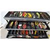 Image 4 : Vintage Aluminum Metal Tackle Box with Assorted Fishing Lures and Line