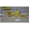 Image 1 : Three Yellow Enamelware Coffee Pots and Saucepan