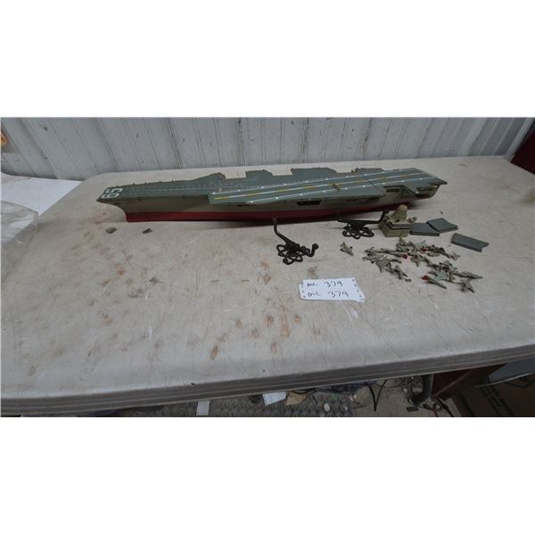 Vintage USS Enterprise CVN-65 Aircraft Carrier Model, Island, Cranes, and 20+ Aircraft 33”
