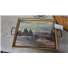 Image 2 : Donald Rogers Winter Landscape Tray, Solian Ware Deer Plate, and Wood Tray