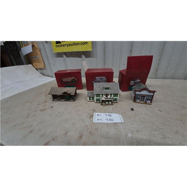 Hallmark Miniature Houses: General Store, Post Office, and 3 Houses with Original Boxes