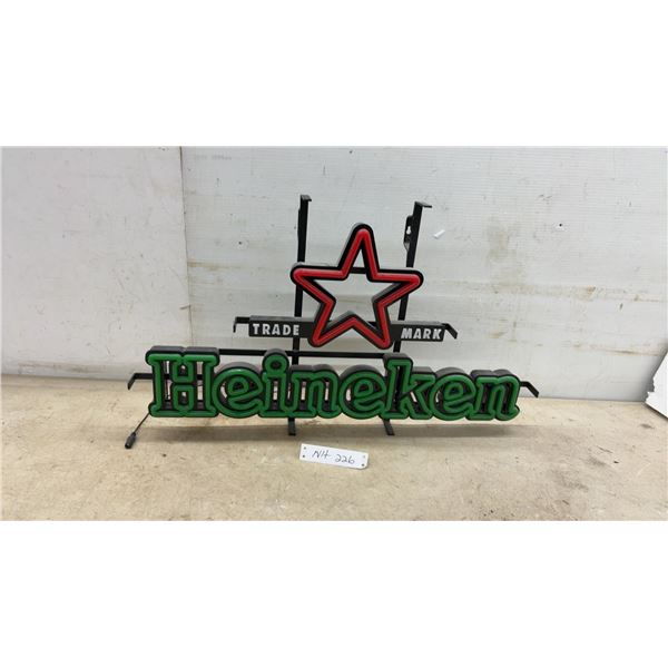 Heineken LED Lighted Advertising Sign with Red Star Trademark Logo, 16 × 28”. No Power Cord