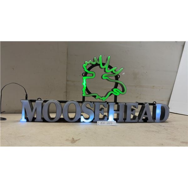Moosehead Beer Illuminated LED Sign with Moose Head Logo, Dimmer and On/Off Controls, 16 × 36”