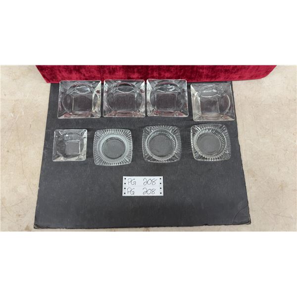 Lot of 8 Clear Glass Ashtrays
