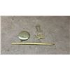 Image 7 : Light Oak Hexagonal Corner Wall Clock with Blue and White Face and Etched Glass Panels