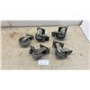 Image 1 : Set of 5 Heavy-Duty Swivel Plate Casters with Gray Rubber Wheels, 3 with Foot Brakes