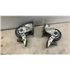 Image 2 : Set of 5 Heavy-Duty Swivel Plate Casters with Gray Rubber Wheels, 3 with Foot Brakes