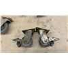 Image 3 : Set of 5 Heavy-Duty Swivel Plate Casters with Gray Rubber Wheels, 3 with Foot Brakes