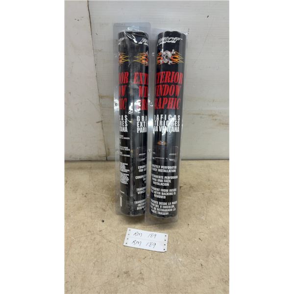 Two Pilot Exterior Window Graphic Skull with Flames Design 16” x 32” and 2 Packages Pin Striping