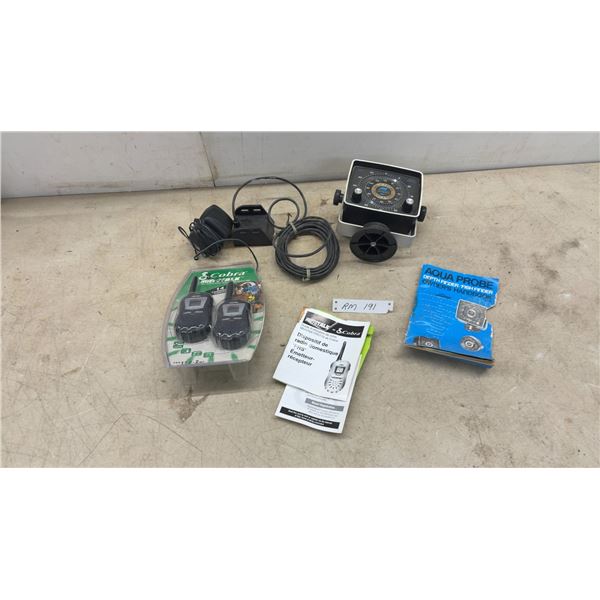 Aqua-Probe SP200 Depth/Fish Finder, No Power Cable and Cobra MicroTalk FRS 110-2 MF 14-Channel