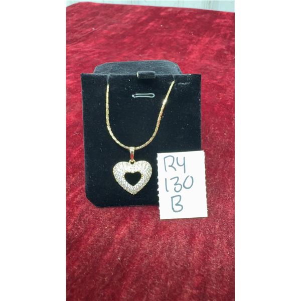 18K Gold-Plated 25.0mm Simulated Diamond Heart Cluster Necklace, 19” Chain