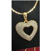 Image 2 : 18K Gold-Plated 25.0mm Simulated Diamond Heart Cluster Necklace, 19” Chain