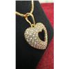 Image 3 : 18K Gold-Plated 25.0mm Simulated Diamond Heart Cluster Necklace, 19” Chain