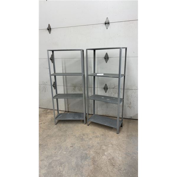 Pair of Galvanized Steel 4-Tier Utility Shelving Units, 55 × 23 × 11”