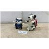 Image 1 : Vintage Staffordshire Figural Ceramic Sailor Panda Tea Pot and Dog With Pink Bow, 7 1/2” Tall