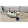 Image 6 : Ceramic Rooster Pitcher, Duck-Shaped Teapot with Bamboo Handle, and Rustic Frog Teapot