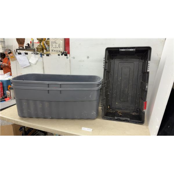 Three Totes, No Lids. 2 Rubbermaid Roughneck Jumbo Storage Tote, 189 Liter
