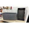 Image 1 : Three Totes, No Lids. 2 Rubbermaid Roughneck Jumbo Storage Tote, 189 Liter