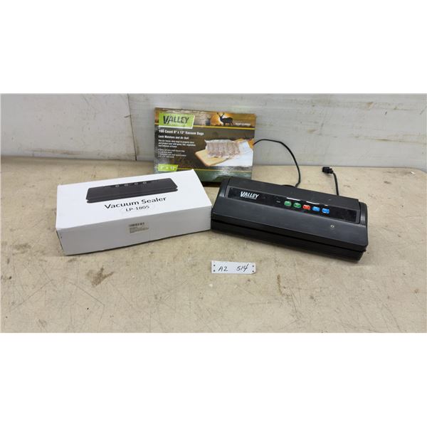 Valley Sportsman LP-1805 Vacuum Sealer, 110W, 60 KPa, and 100-Count 8” x 12” Vacuum Bags