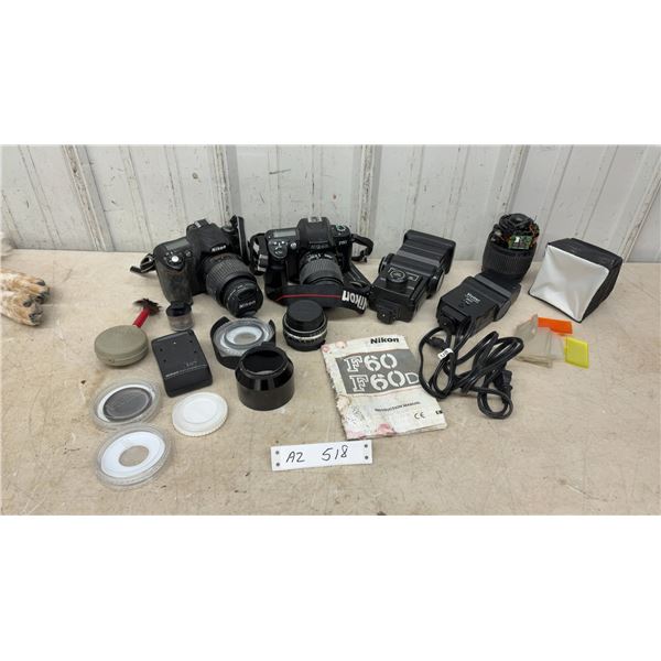Nikon F60 35mm Film SLR Cameras, AF Nikkor 35-80mm Lenses, Flashes, Manual