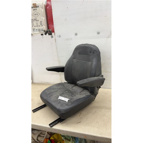 Black Vinyl Vehicle Seat with Integrated Armrests and Universal Sliding Mounting Rails