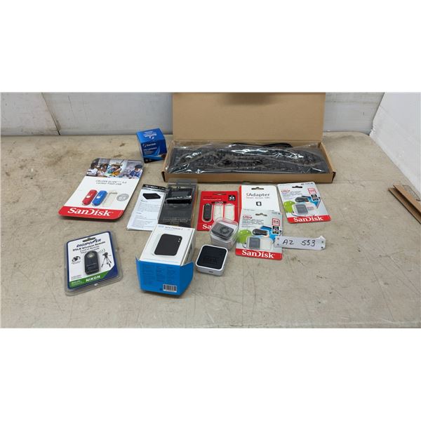 Compaq PS/2 Wired Keyboard, SanDisk USB Flash Drives, MicroSDXC Cards, Blink Sync Module