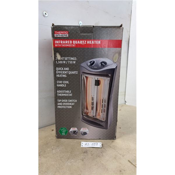 New Thermo Sphere QGN15-607 Infrared Quartz Heater with Thermostat, 1,500 Watt/750 Watt