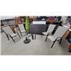 Image 1 : Patio Dining Set: Tabletop, 4 Chairs, Umbrella, and Base