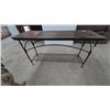 Image 1 : Wrought Iron and Tile Top Console Table with Lower Shelf. 28”×53”× 18”