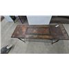 Image 2 : Wrought Iron and Tile Top Console Table with Lower Shelf. 28”×53”× 18”