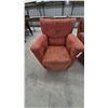 Image 2 : Pair of Burnt Orange Upholstered Swivel Armchairs, Microsuede