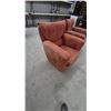 Image 3 : Pair of Burnt Orange Upholstered Swivel Armchairs, Microsuede